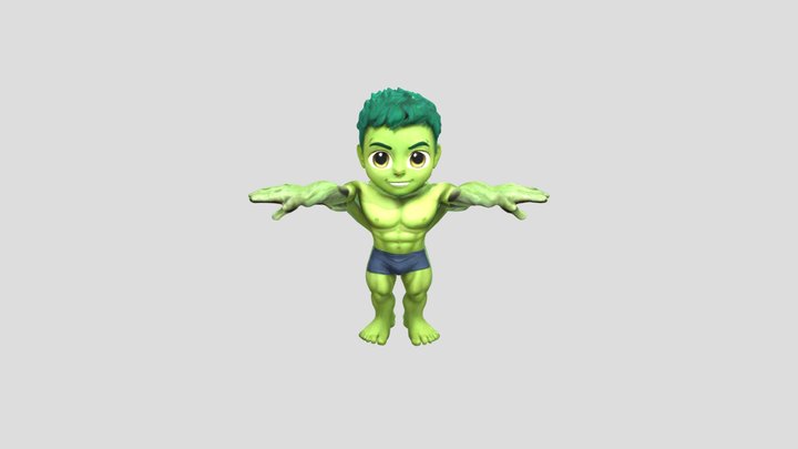 Super Hero Chibi Hulk Model (rigged) 3D Model