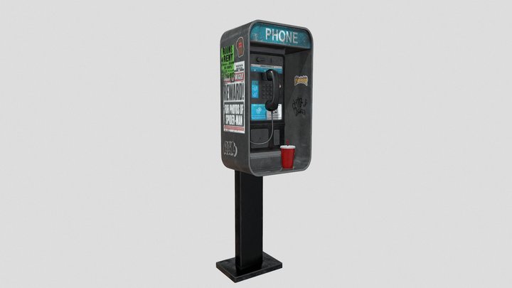 Grungy Public Payphone 3D Model