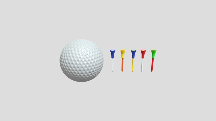 Golf Ball And Tees 3D Model