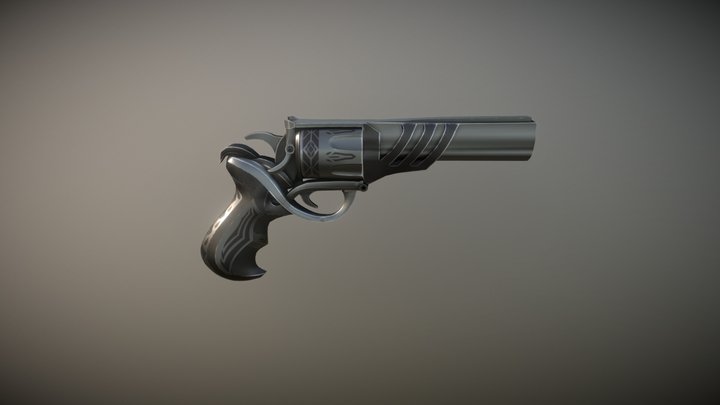 Revolver Low-poly 3D Model