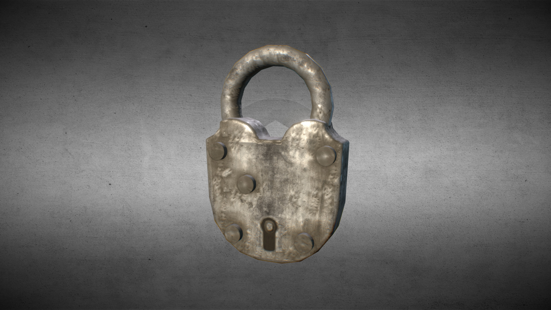 3D model Padlock - This is a 3D model of the Padlock. The 3D model is about a metal lock on a black surface.