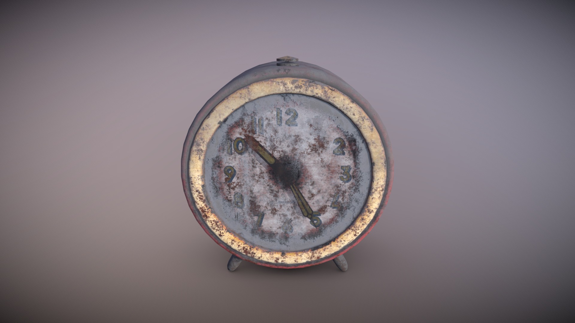 3D model Dirty desktop clock 1 of 20 - This is a 3D model of the Dirty desktop clock 1 of 20. The 3D model is about a silver analog watch.