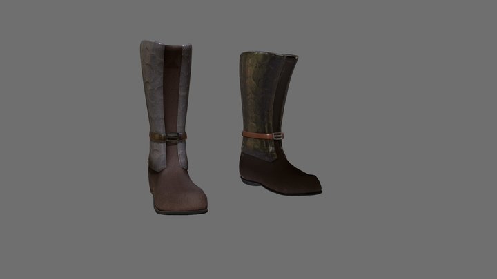 Hammered Metal Boots 3D Model