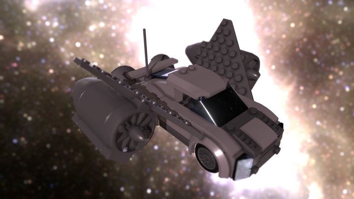 Flying Lego Car (With Lego Figure Inside) 3D Model