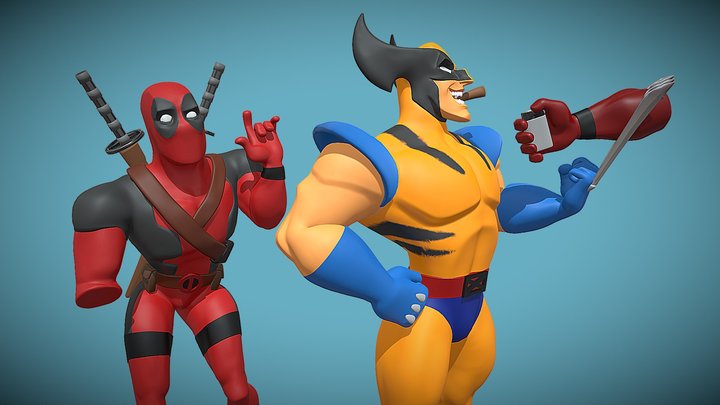 Deadpool and Wolverine 3D Model