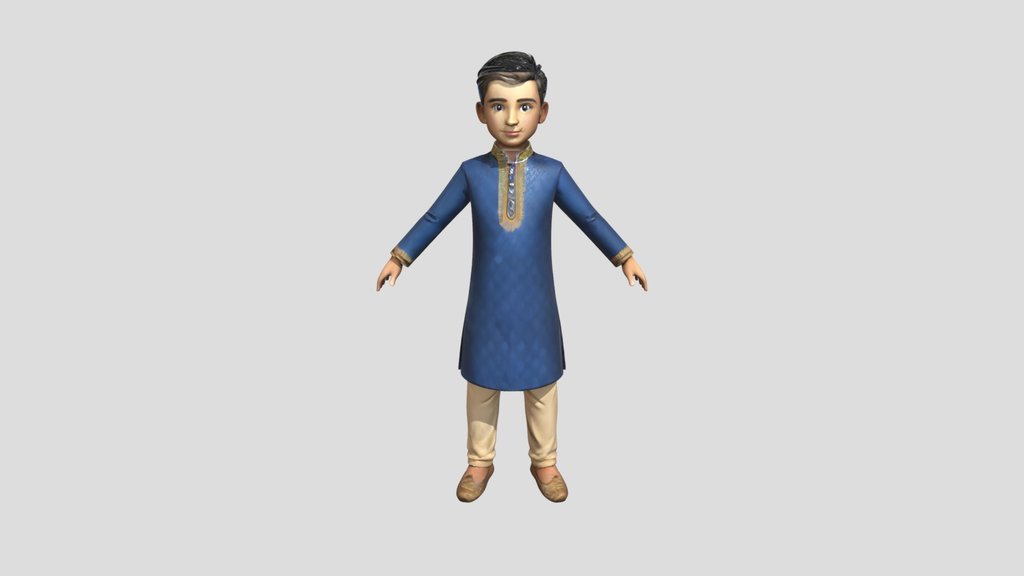 3D young male character in traditional clothing