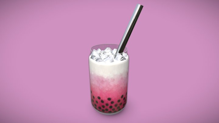 Strawberry Bubble Milk Tea 3D Model