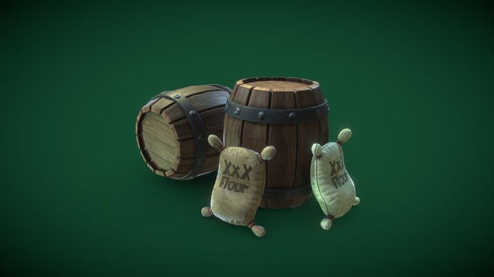 Barrels and flour | Bikini Bottom Tales 3D Model