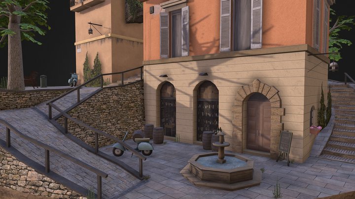 City Scene Assisi 3D Model