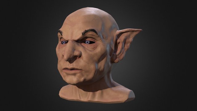 Goblin Head Bald 3D Model