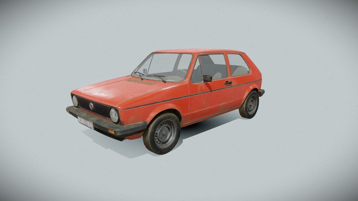 Volkswagen Golf I Low Poly 3D Model