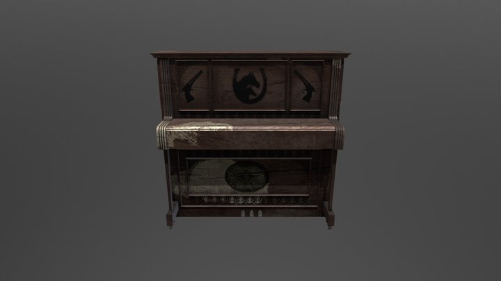 Old Western Piano Low Poly 3D Model