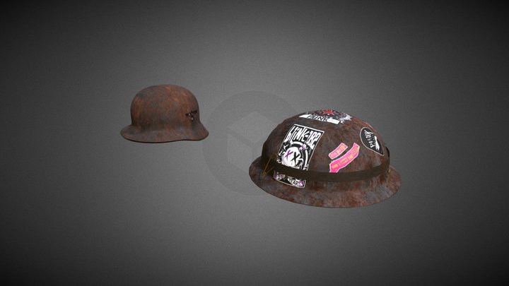 German War Helmet & Punk's Helmet 3D Model