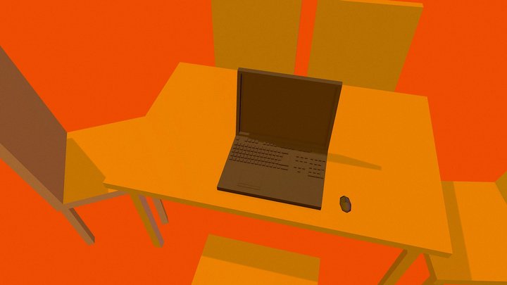 Laptop on Table! 3D Model