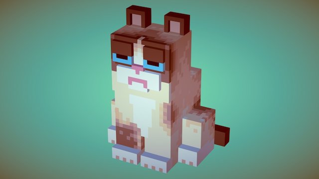Grumpy Cat voxel fanart 3D Model