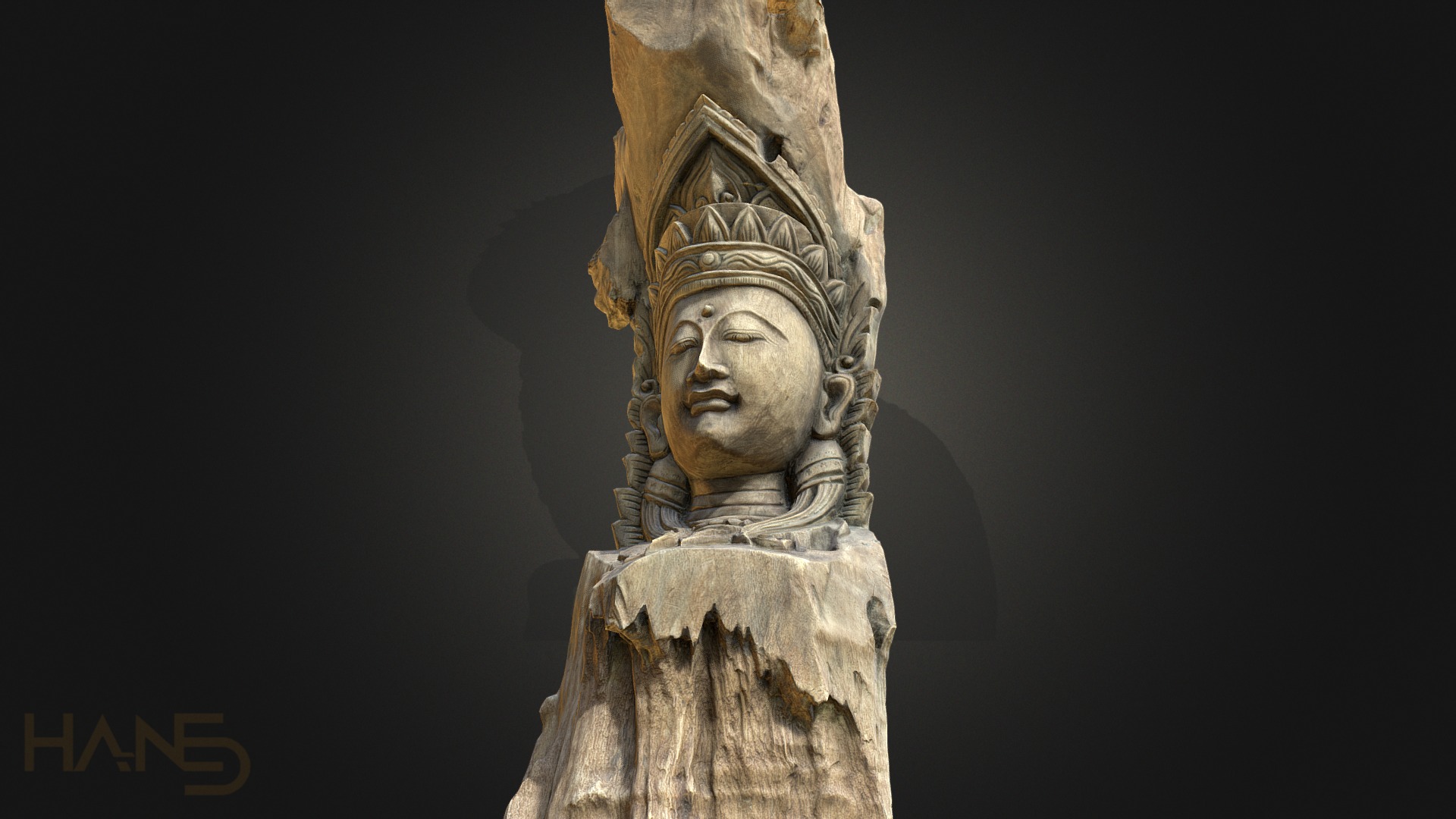3D model India Tree Carving - This is a 3D model of the India Tree Carving. The 3D model is about a stone statue of a person.