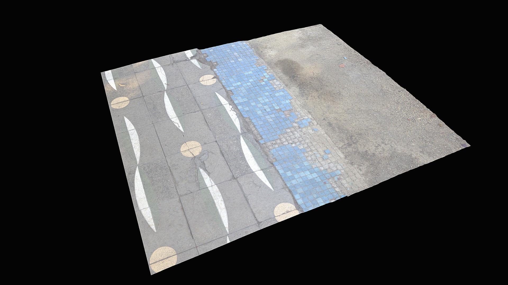 3D model 2018-01 – Santiago – Ground 3 (Tiles) - This is a 3D model of the 2018-01 - Santiago - Ground 3 (Tiles). The 3D model is about a black and white logo.
