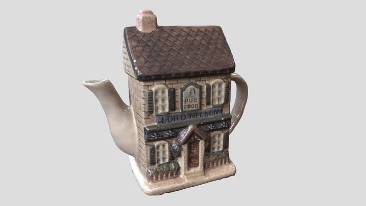 Ceramic Teapot, Pub House, Processed Photoscan 3D Model