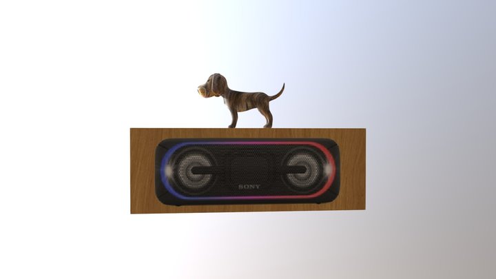Anjing di atas Speker 3D Model