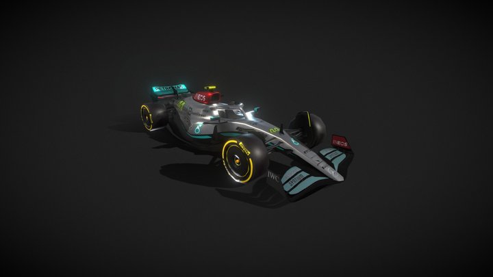 F1 Petronas AMG Mercedes 2022 - Low Poly 3D Model