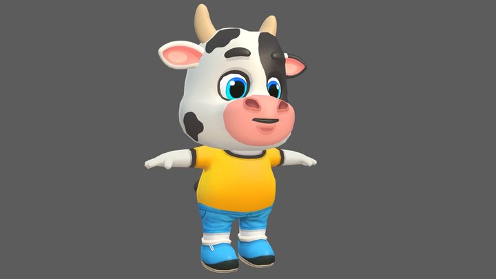 Cow Bull Oxen Animated Rigged 3D Model