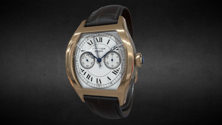 Cartier Tortue Monopoussoir Watch 3D Model
