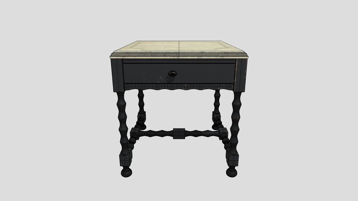 Stelio Square Wood End Table Black Distressed 3D Model