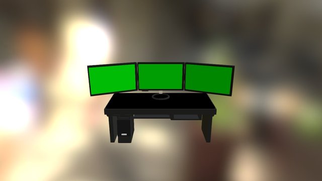 3 Monitor SetUp 3D Model