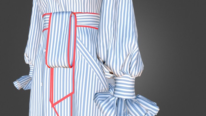 Dress with shirt collar and pockets 3D Model