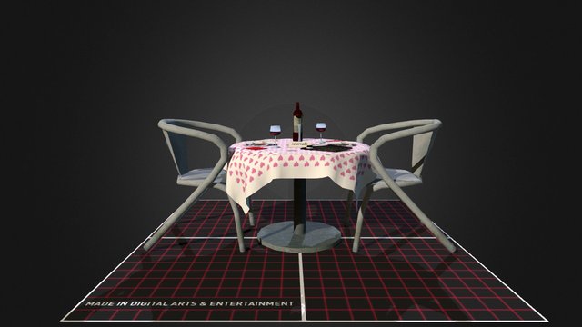 Romantic table for two. 3D Model