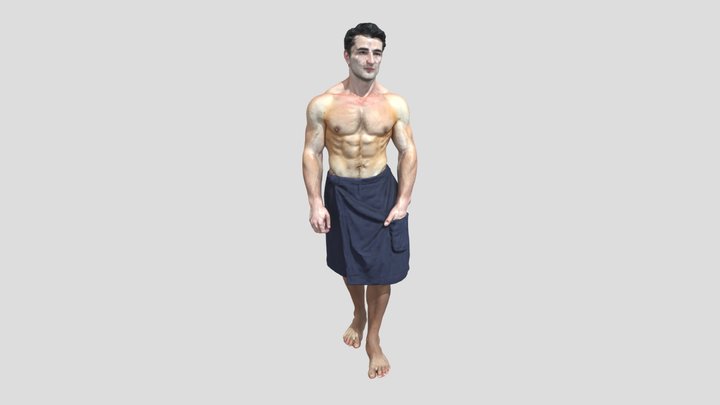 Man in Navy Towel Skirt 3D Model