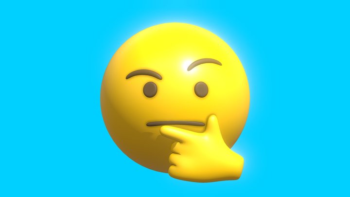 Thinking Emoticon Emoji or Smiley 3D Model