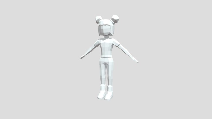 Low Poly Girl Rigged 3D Model