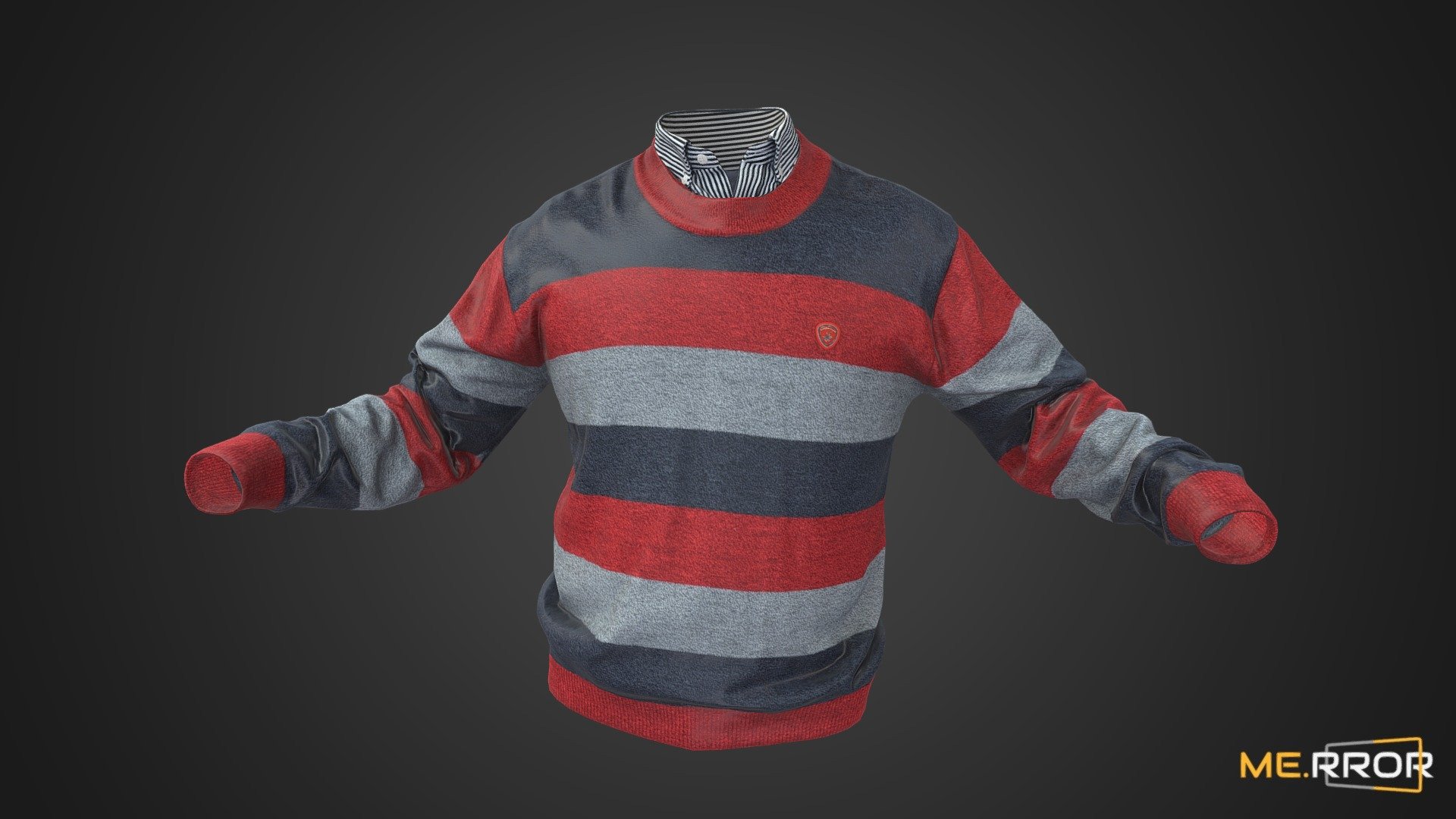 [Game-Ready] Red Striped Knit Sweater - Buy Royalty Free 3D model by ME ...