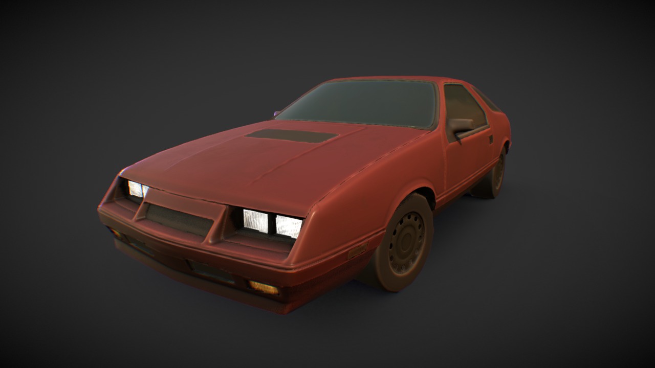 3D model 1984 Dodge Daytona - This is a 3D model of the 1984 Dodge Daytona. The 3D model is about a red car with a black background.