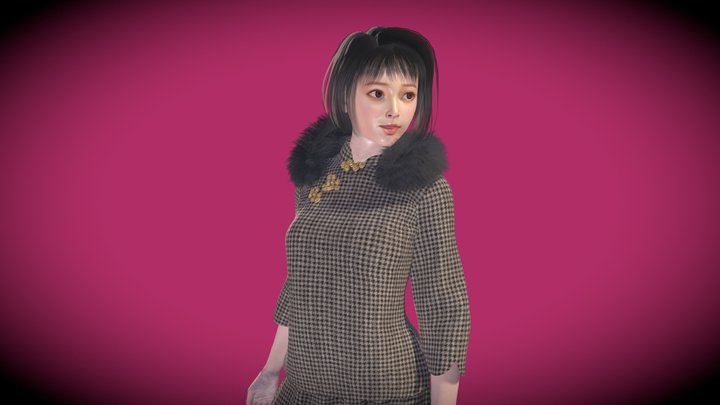 Lady in dress 3D Model