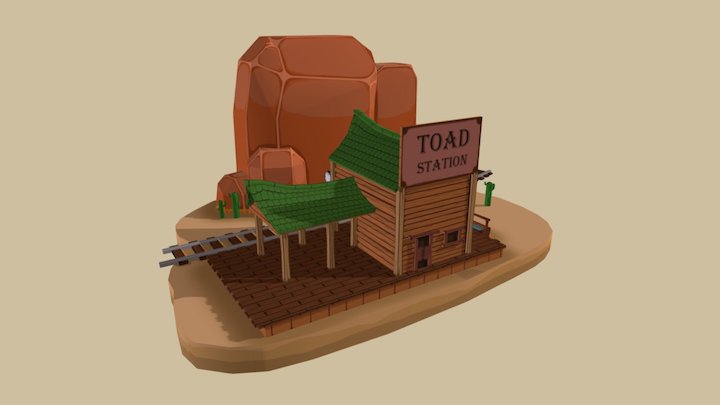 Game Art - Western Train Station 3D Model