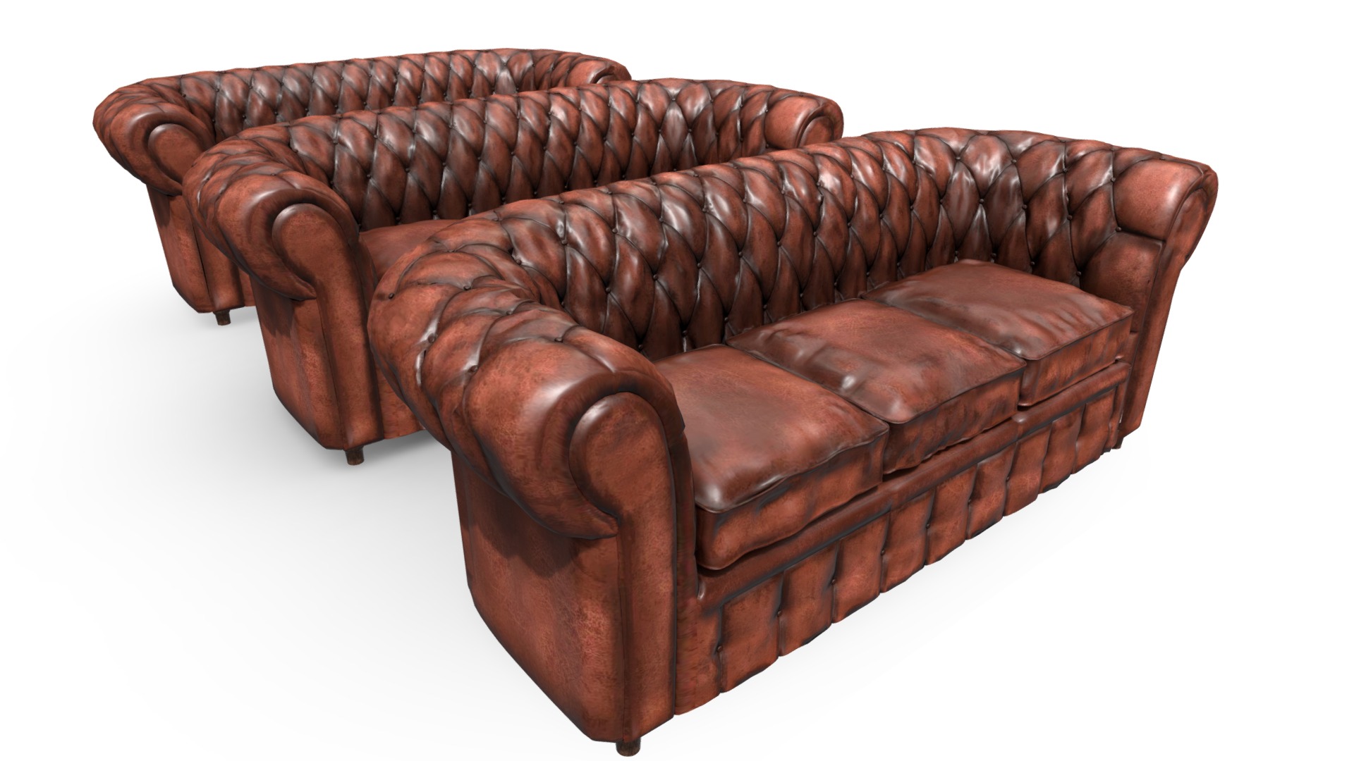 3D model Sofa Chesterfield (SHP, HP and LP) - This is a 3D model of the Sofa Chesterfield (SHP, HP and LP). The 3D model is about a brown leather basket.