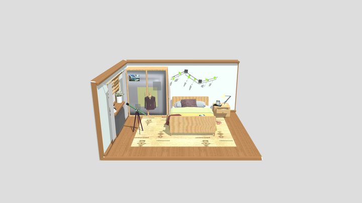 Isometric Bedroom 3D Model