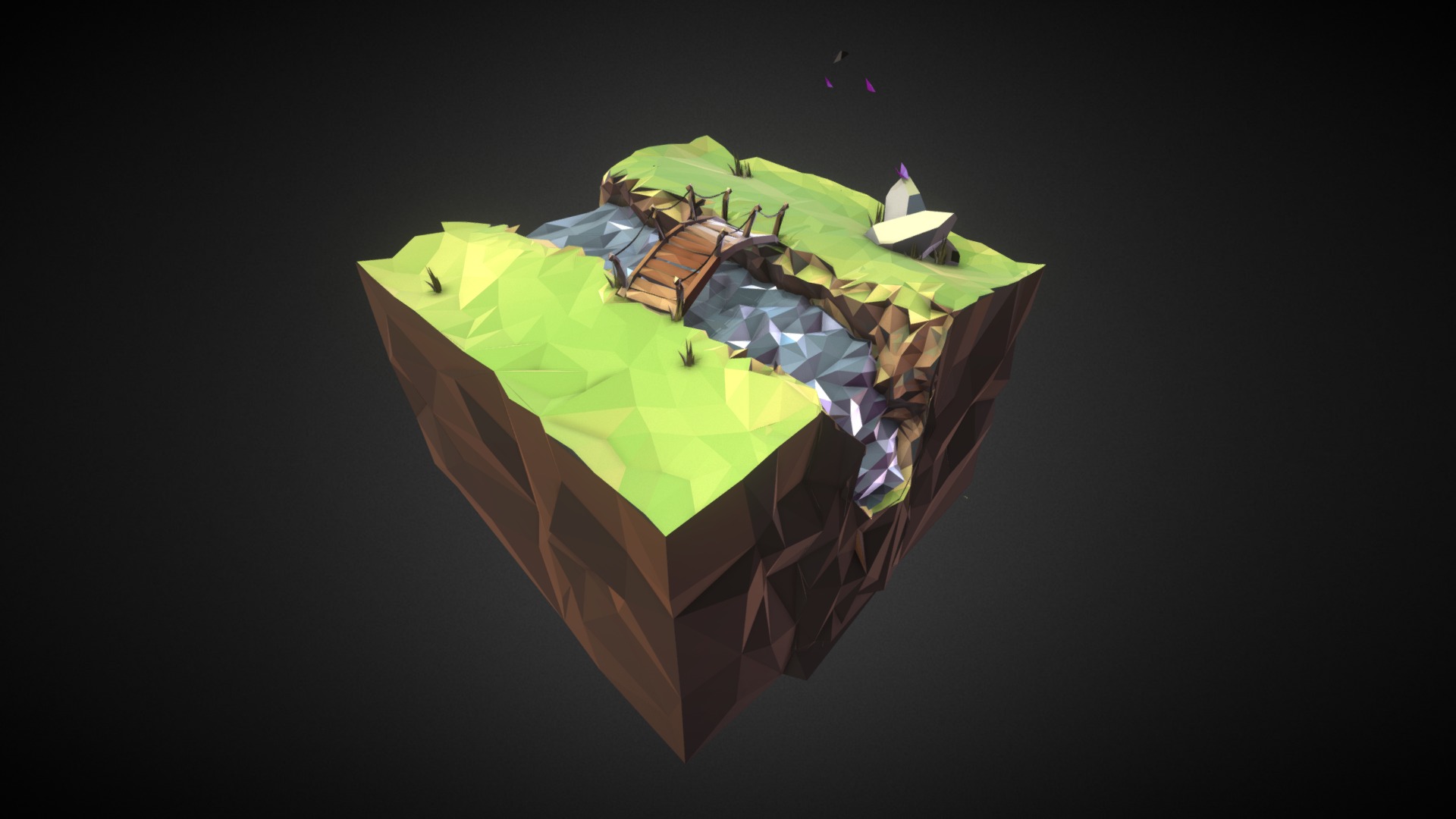 3D model Low Poly Island - This is a 3D model of the Low Poly Island. The 3D model is about a green and yellow butterfly.