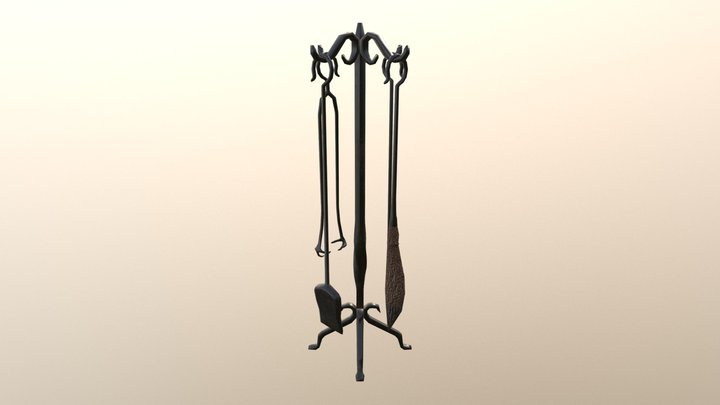 Victorian fireplace tool set 3D Model