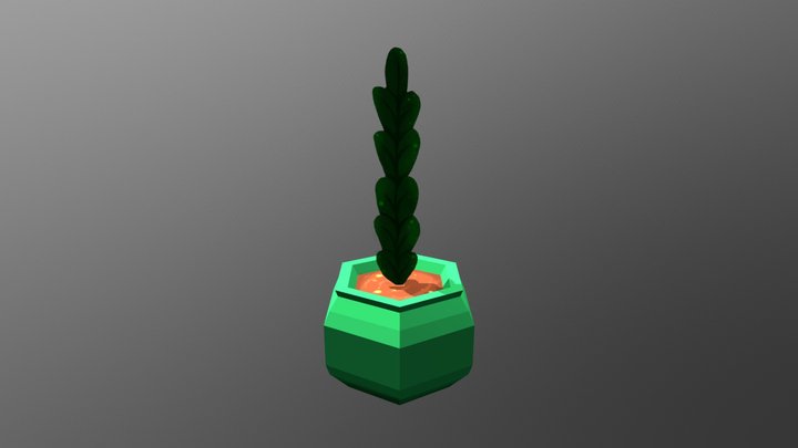 Hand Painted Low Poly Flower Pot 3D Model