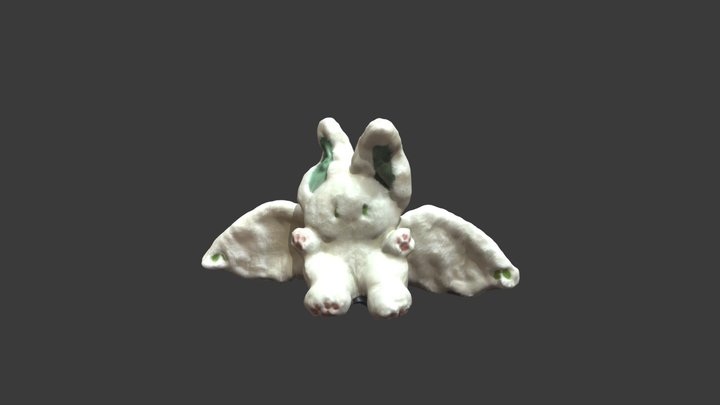White plush bat toy 3D Model