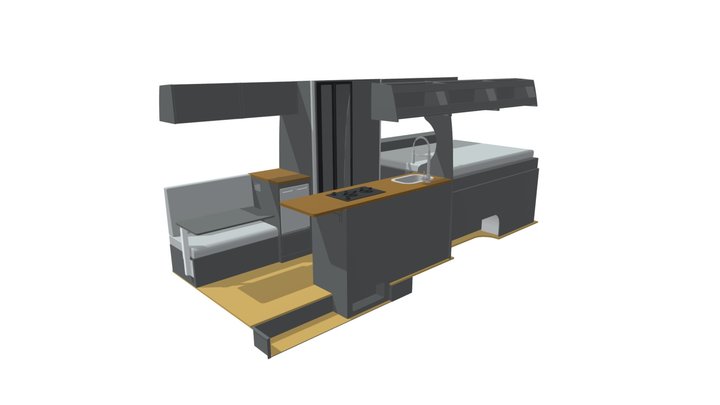 Mercedes Sprinter LWB Camper Fit Out - UK Layout 3D Model