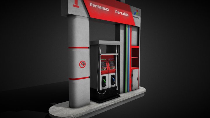 Gas Station Pertamina / SPBU Game Asset 3D Model