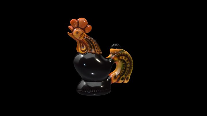Vasylkivska Maiolica, ceramic jug in Cock shape. 3D Model
