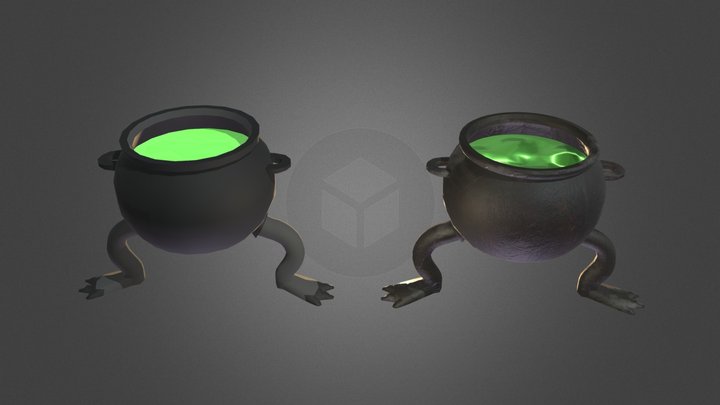 Witch's cauldron on the legs 3D Model