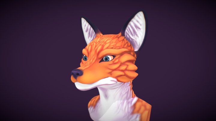 Hand Painted Fox 3D Model