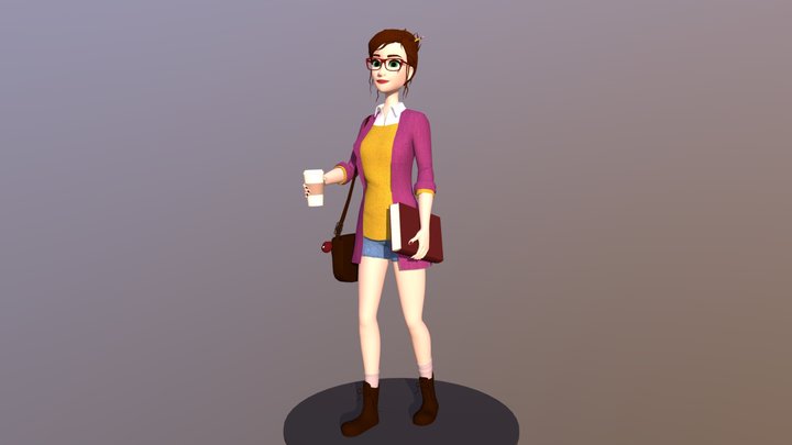 Bookworm Girl 3D Model