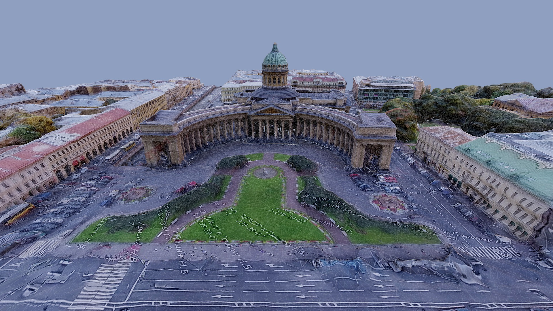 3D model Kazanskii Cathedral, SAINT PETERSBURG. - This is a 3D model of the Kazanskii Cathedral, SAINT PETERSBURG.. The 3D model is about a large ancient building with a dome.